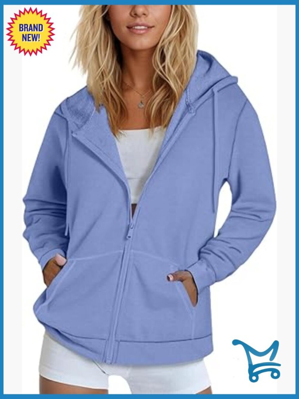 Zip Up Hoodie for Women Fleece Lined Long Sleeve Lightweight Jacket Casual